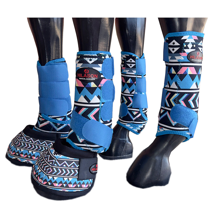 medium Hilason Horse Medicine No Turn Bell Boots Sports Front Rear Hind Leg Protective - Uhorse