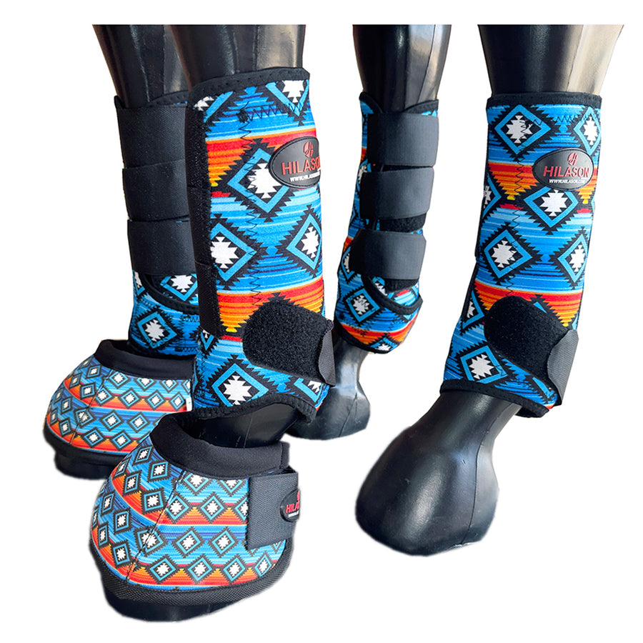 medium Hilason Horse Medicine No Turn Bell Boots Sports Front Rear Hind Leg Protective - Uhorse
