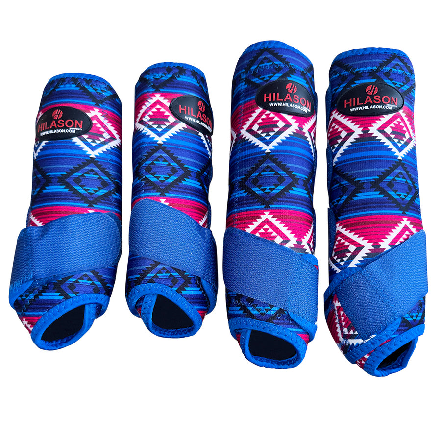 Large Hilason Horse Front Rear Hind Leg Sport Boots Set of 4 Blue - Uhorse