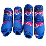 Medium Hilason Horse Front Rear Hind Leg Sport Boots Set of 4 Blue - Uhorse