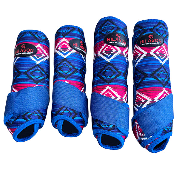 Hilason Horse Front Rear Hind Leg Sport Boots Set of 4 Blue - Uhorse