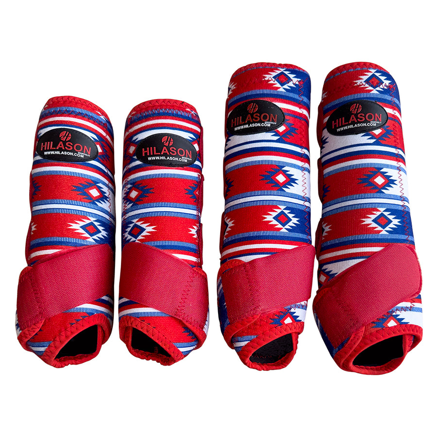 Large Hilason Horse Front Rear Hind Leg Sport Boots Set of 4 Red - Uhorse
