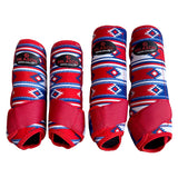 Medium Hilason Horse Front Rear Hind Leg Sport Boots Set of 4 Red - Uhorse
