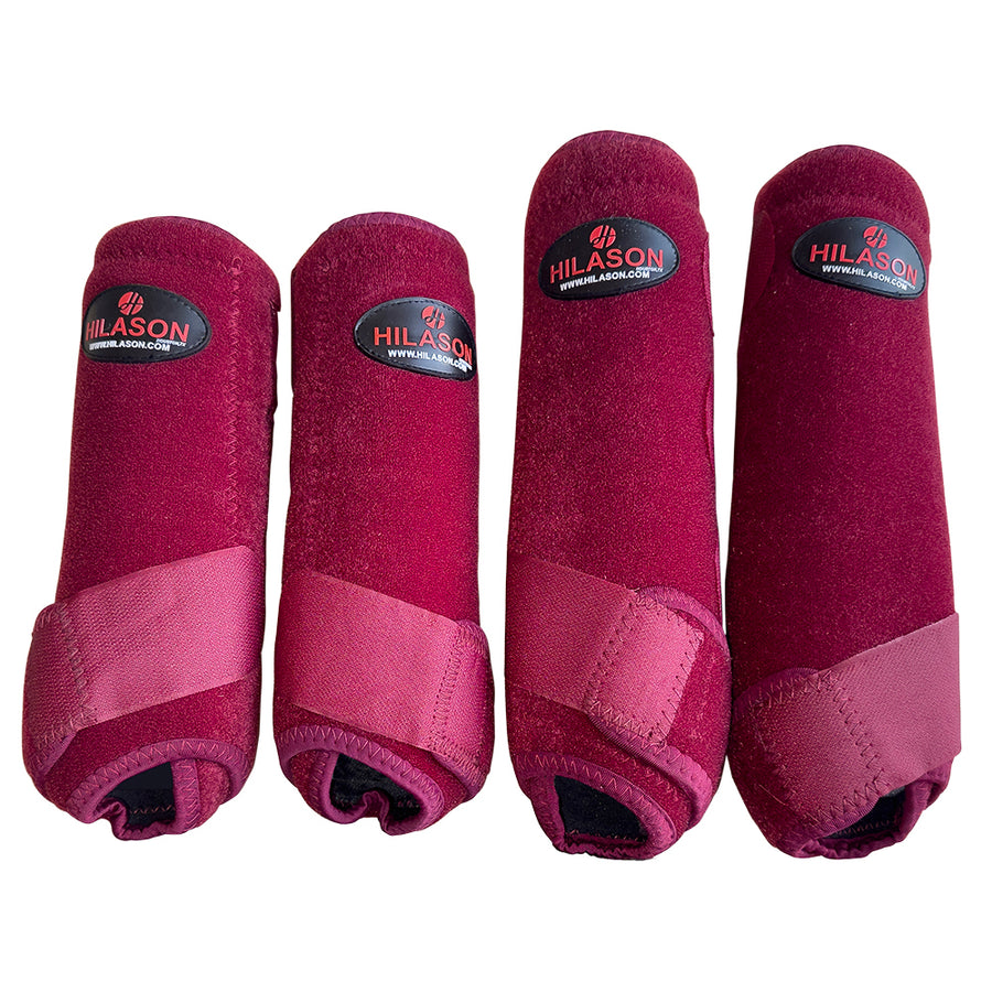 Large Hilason H. Medicine Sports Boots Front Rear Hind Leg 4pk Wine – by Hilason – Cowboy and equestrian accessories