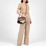 American Darling Small Western Cross Body Bag Handcrafted from Hair-On Cowhide & Genuine Leather | Boot Stitched Flap, Buckstitch & YKK Zipper