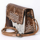 American Darling Small Western Cross Body Bag Handcrafted from Hair-On Cowhide & Genuine Leather | Boot Stitched Flap, Buckstitch & YKK Zipper