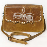 American Darling Small Western Cross Body Bag Handcrafted from Genuine Leather | Boot Stitched Flap, Buckstitch Trim & YKK Zipper