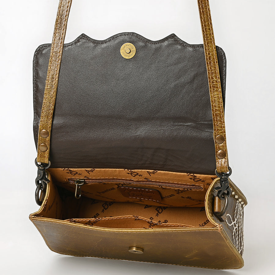 American Darling Small Western Cross Body Bag Handcrafted from Genuine Leather | Boot Stitched Flap, Buckstitch Trim & YKK Zipper