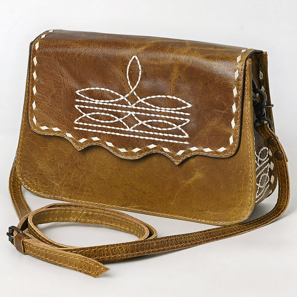 American Darling Small Leather Crossbody | Western Boot Stitched - Uhorse