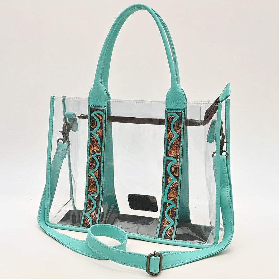 American Darling Clear Tote Bag | Hand Tooled Leather Stadium Approved - Uhorse