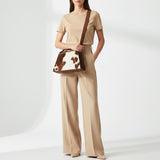 American Darling Western Wallet Bag Handcrafted from Hair-On Cowhide & Hand-Tooled Genuine Leather | Turquoise Stone Accent, Buckstitch & YKK Zipper