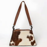 American Darling Western Wallet Bag Handcrafted from Hair-On Cowhide & Hand-Tooled Genuine Leather | Turquoise Stone Accent, Buckstitch & YKK Zipper