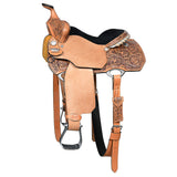 16 In HILASON Western Horse Saddle Ranch Roping Roper American Leather Tan - Uhorse