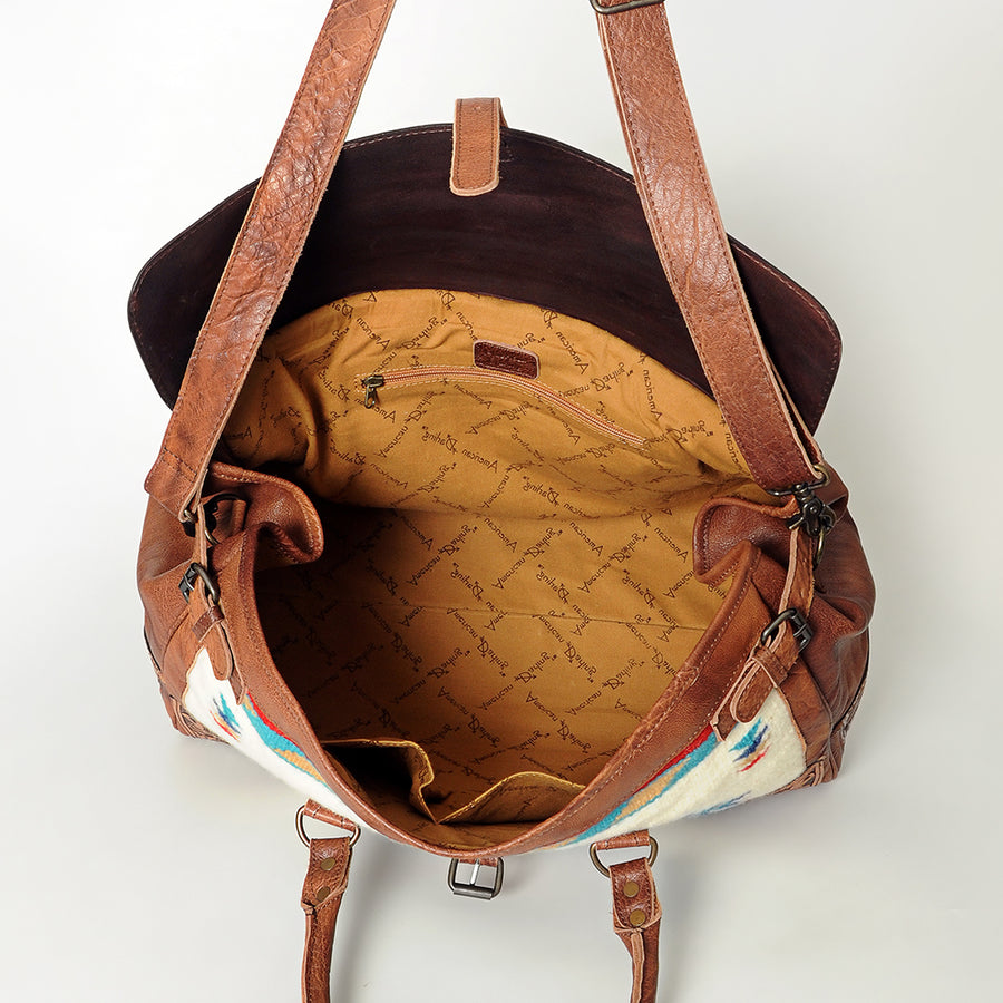 American Darling Duffel Saddle Blanket Hand Tooled Genuine Leather Western Women Bag | Handbag Duffel Weekend Travel Bags for