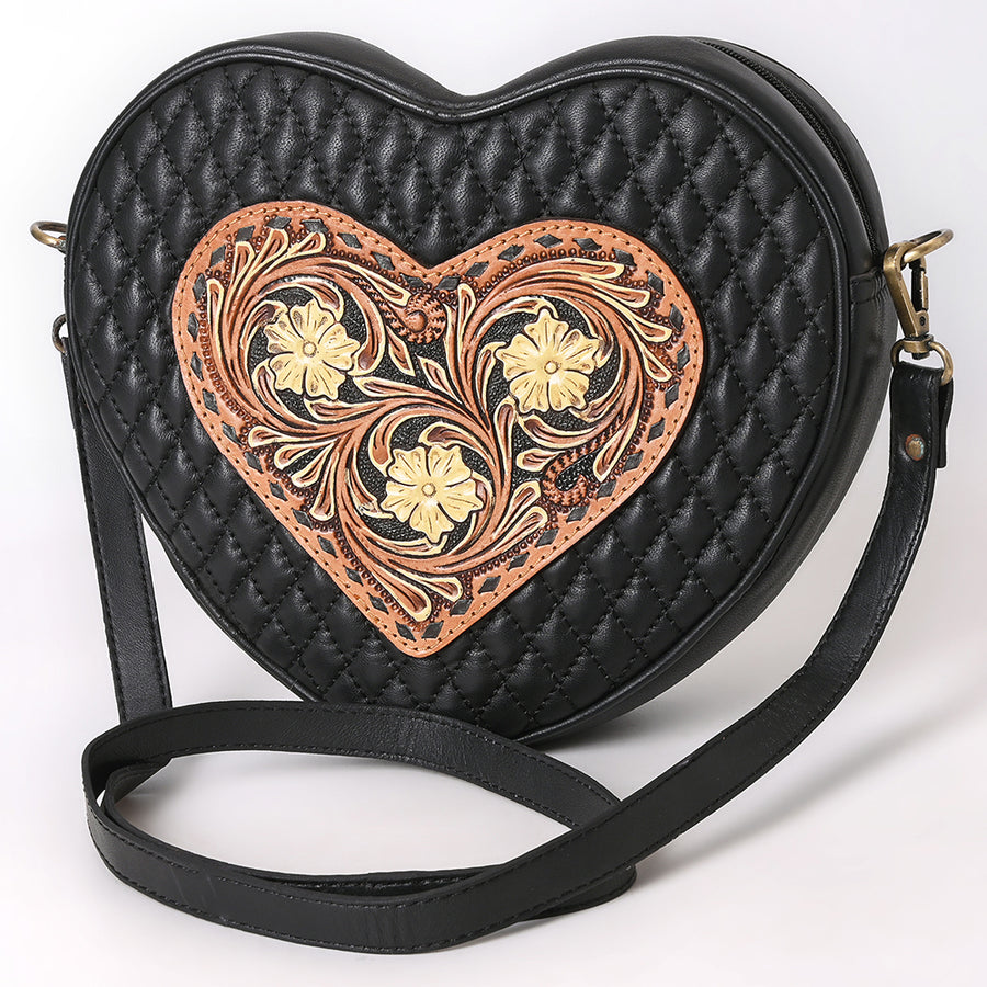 American Darling Quilted Hand Tooled Floral Carved Genuine Leather Canteen Bag - Uhorse