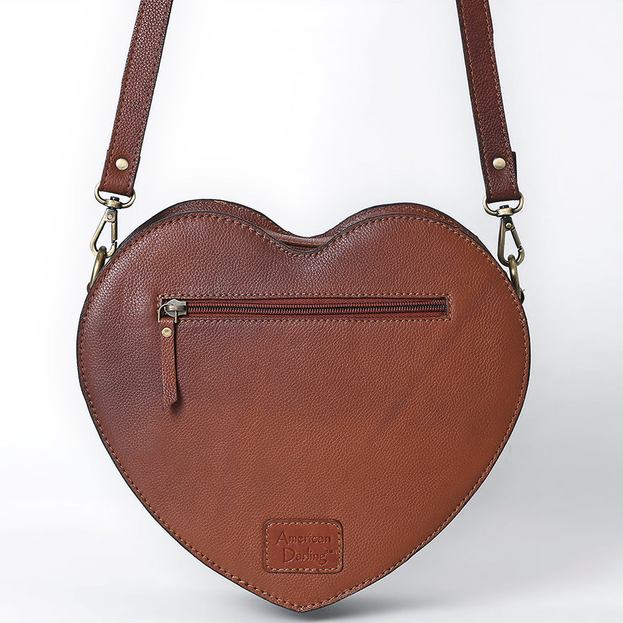 American Darling Women's Hand Tooled Floral Carved Genuine Leather Canteen Bag Eco-Friendly Full Grain Western Purse