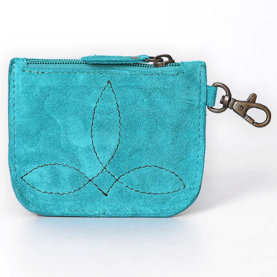 American Darling Women's Hand Tooled Floral Carved Genuine Leather Coin Purse Eco-Friendly Full Grain Western Wallet