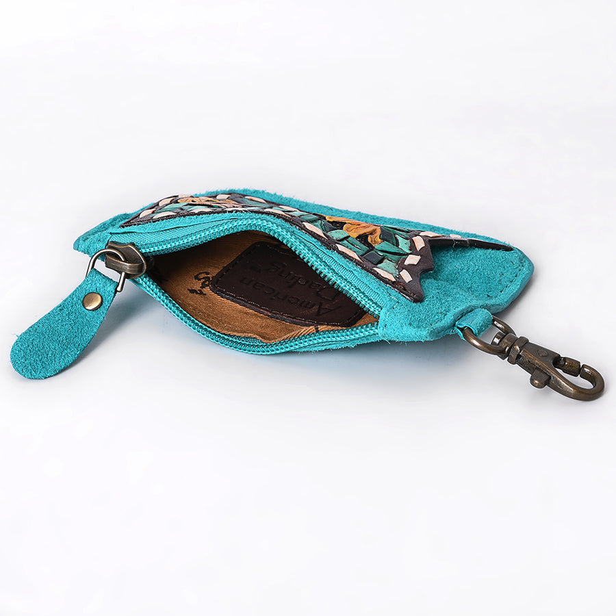 American Darling Women's Hand Tooled Floral Carved Genuine Leather Coin Purse Eco-Friendly Full Grain Western Wallet