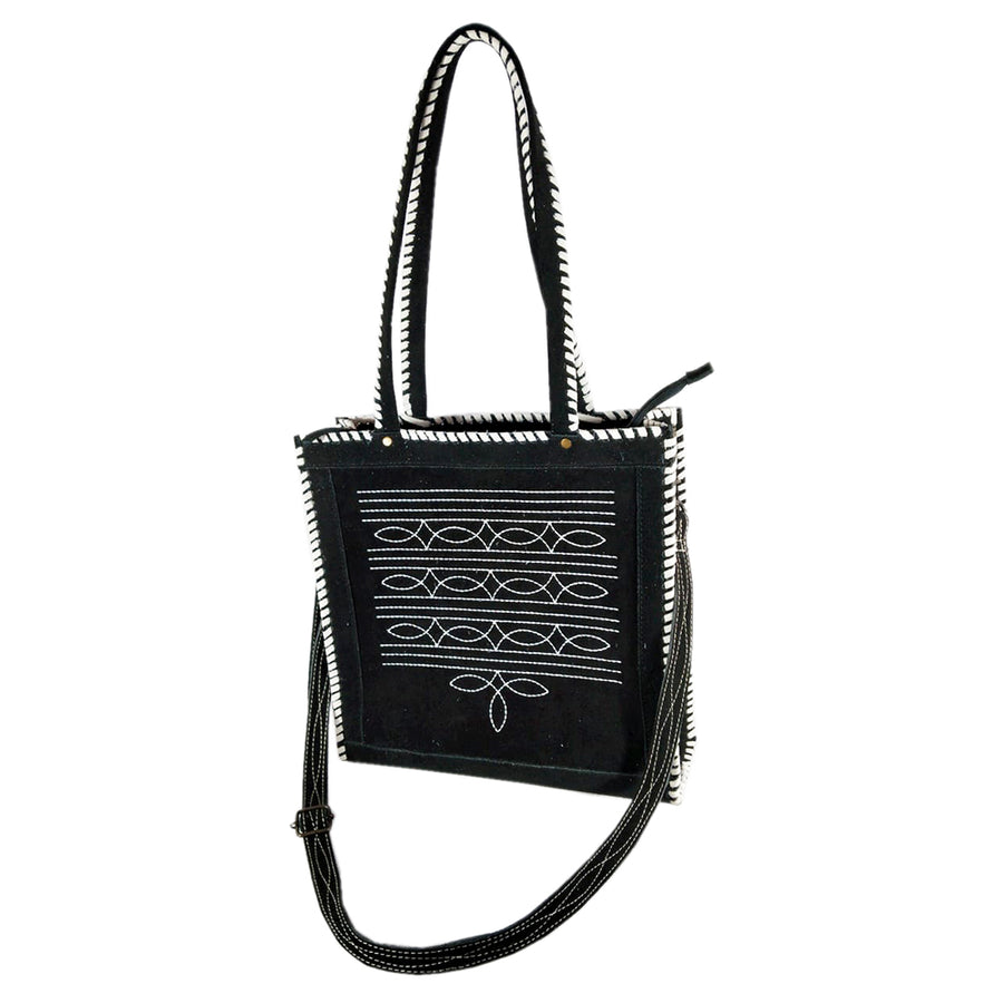 American Darling Boot Stitched Leather Tote Bag - Braided Vegetable-Tanned Western Carryall - Uhorse