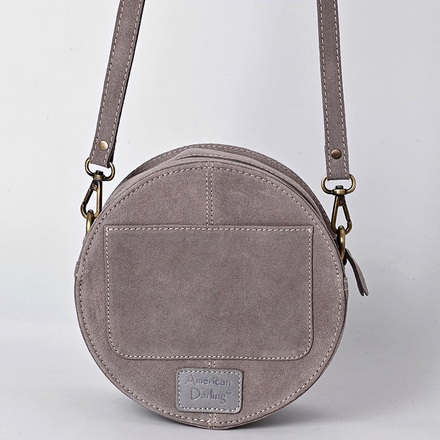 American Darling Boot Stitched Vegetable-Tanned Full Grain Genuine Suede Leather Canteen Bag with YKK Zipper