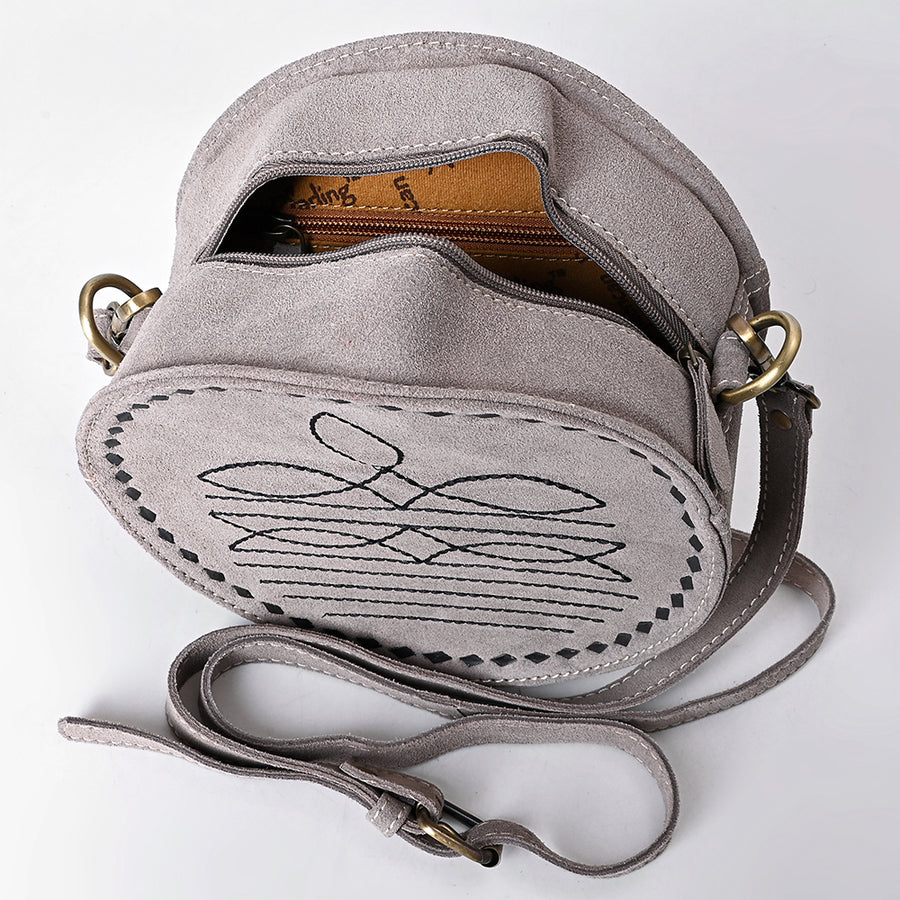 American Darling Boot Stitched Vegetable-Tanned Full Grain Genuine Suede Leather Canteen Bag with YKK Zipper