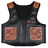 Hilason Bull Riding Kids Junior Youth Pro Rodeo Genuine Leather Vest With Floral Hand Carved