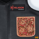 Hilason Bull Riding Kids Junior Youth Pro Rodeo Genuine Leather Vest With Floral Hand Carved