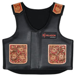 Hilason Bull Riding Kids Junior Youth Pro Rodeo Genuine Leather Vest With Floral Hand Carved