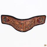 24 In HILASON Western Horse Saddle Cinch Girth Genuine Leather Brown Floral Hand Tooled & Carved Stainless Steel Hardware