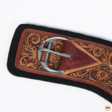 24 In HILASON Western Horse Saddle Cinch Girth Genuine Leather Brown Floral Hand Tooled & Carved Stainless Steel Hardware