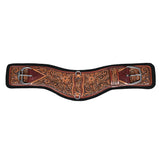 24 In HILASON Western Horse Saddle Cinch Girth Genuine Leather Brown Floral Hand Tooled & Carved Stainless Steel Hardware