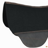 HILASON Western Horse Wool Felt Round Contoured Western Saddle Pad W/ Genuine Leather Black