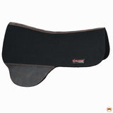 HILASON Western Horse Wool Felt Round Contoured Western Saddle Pad W/ Genuine Leather Black