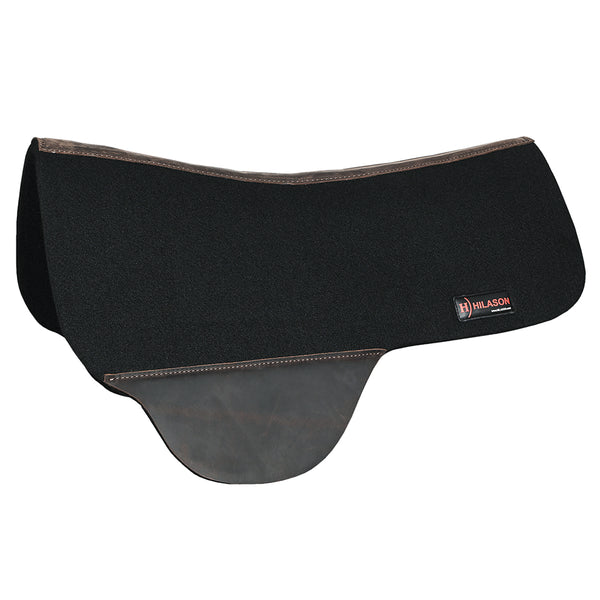 HILASON Western Horse Wool Felt Round Contoured Western Saddle Pad with Genuine Leather Black - Uhorse