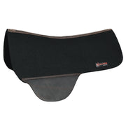 HILASON Western Wool Felt Round Contoured Horse Saddle Pad W/ Distressed Wear Leather | for Horses