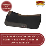 HILASON Western Horse Wool Felt Round Contoured Western Saddle Pad W/ Genuine Leather Black