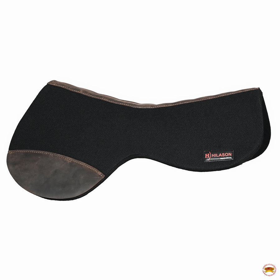 HILASON Western Wool Felt Round Contoured Horse Saddle Pad W/ Distressed Wear Leather | for Horses
