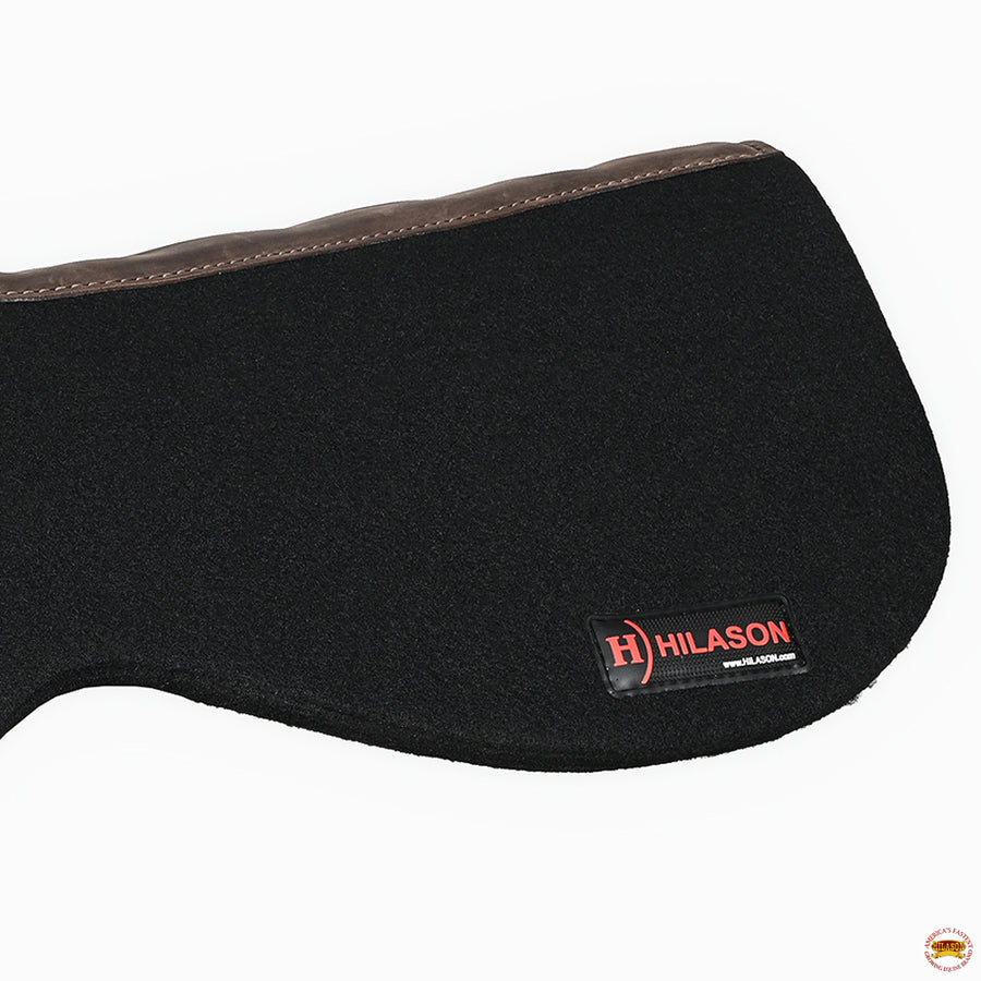 HILASON Western Wool Felt Round Contoured Horse Saddle Pad W/ Distressed Wear Leather | for Horses