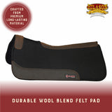 HILASON Western Horse Wool Felt Round Contoured Western Saddle Pad W/ Genuine Leather Black