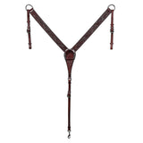 Hilason Western Horse Floral Hand Carved Genuine Leather Breast Collar Brown Stainless Steel Hardware - Uhorse