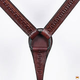 Hilason Western Horse Hand Tooled Headstall Breast Collar Genuine Leather Brown Stainless Steel Hardware