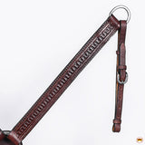 Hilason Western Horse Hand Tooled Headstall Breast Collar Genuine Leather Brown Stainless Steel Hardware