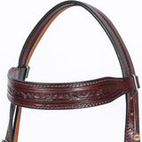 Hilason Western Horse Genuine Leather Headstall Breast Collar Brown Barb Wire Hand Tooled Stainless Steel Hardware