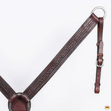 Hilason Western Horse Genuine Leather Headstall Breast Collar Brown Barb Wire Hand Tooled Stainless Steel Hardware