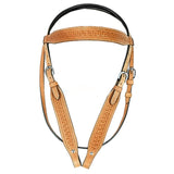 HILASON Western Horse Headstall Genuine American Leather tooled tan