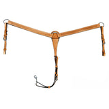 Hilason Western Horse Breast Collar Handtooled American Leather Tan