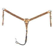 Hilason Western Horse Breast Collar Handtooled American Leather Tan