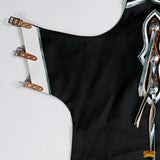 Hilason Hand-Tooled Bull Riding Rodeo Chaps Black Leather Unisex Western