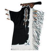 Hilason Hand-Tooled Bull Riding Rodeo Chaps Black Leather Unisex Western