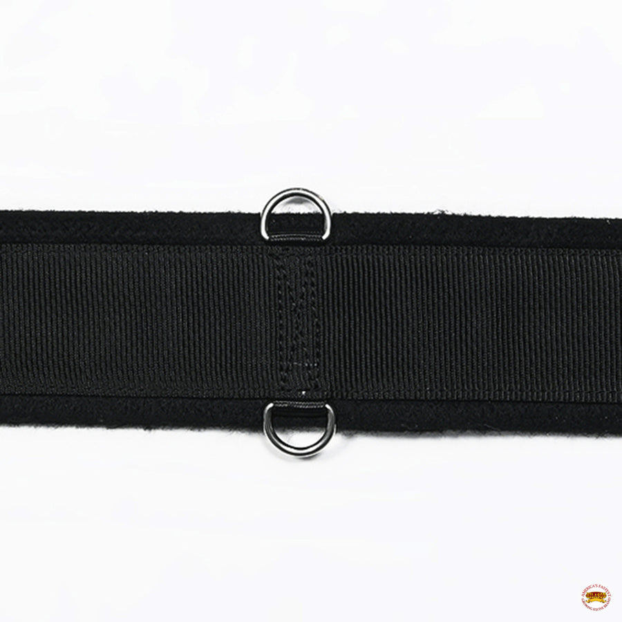 HILASON Western Horse Felt Lined Straight Saddle Cinch Girth with Stainless Steel Buckle Black